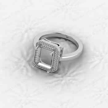 8x10mm Genuine 925 Sterling Silver Octagon Semi Mount Ring Blank Good Resin Ashes Work Jewelry Findings Components