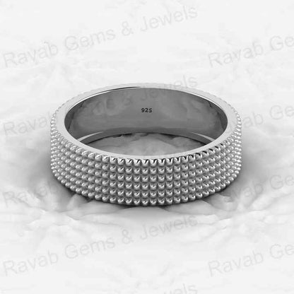 Top Quality Handmade 925 Sterling Silver Gold Vermeil Pyramid Design 5mm Eternity Wide Band Men's Ring Personalized Fine Jewelry