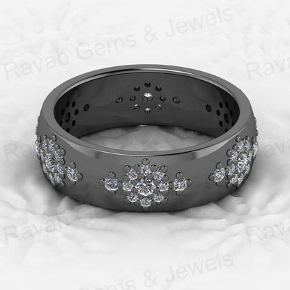 Top Selling Genuine 925 Silver Snowflake CZ Design Gold Vermeil Eternity Wide Band Dainty Women's Ring Personalized Fine Jewelry