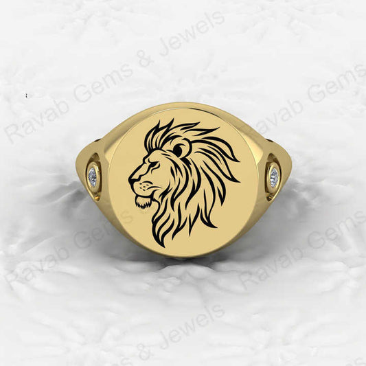 Top Quality Solid 925 Sterling Silver Personalized Oval Scottish Lion Head Signet Ring for Men Custom Handmade Jewelry Suppliers