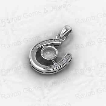 Top Quality Solid 925 Sterling Silver With CZ Horseshoe Semi Mounting Charm Pendant Setting Resin & Ashes Work Memorial Jewelry