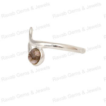 Superb Quality Handmade 8mm Round Pink Copper Opal Gemstone Ring Solid 925 Sterling Silver for Daily Wear for Women