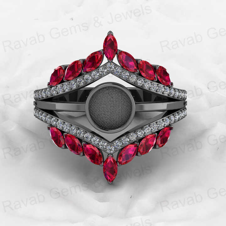 Solid 925 Sterling Silver 6mm Round With CZ Semi Mounting Blank Bezel Cocktail Ring Setting for Ashes Resin & Gemstone Jewelry