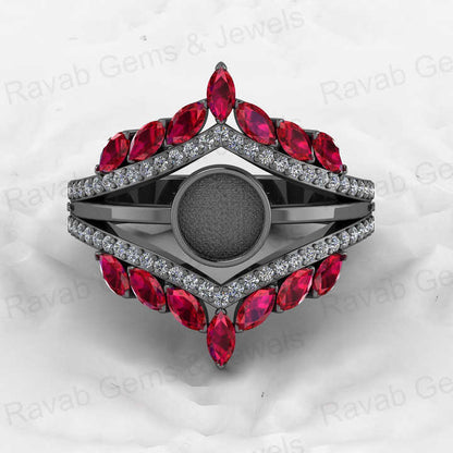 Solid 925 Sterling Silver 6mm Round With CZ Semi Mounting Blank Bezel Cocktail Ring Setting for Ashes Resin & Gemstone Jewelry