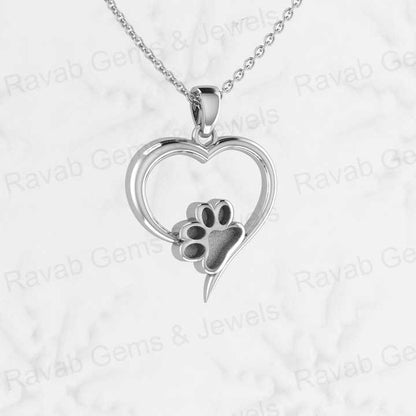 Pure 925 Silver Heart With Baby Dog Paw Blank Bezel 26x20mm Charm Pendant Setting Good for Resin & Ashes Work Breastmilk Jewelry