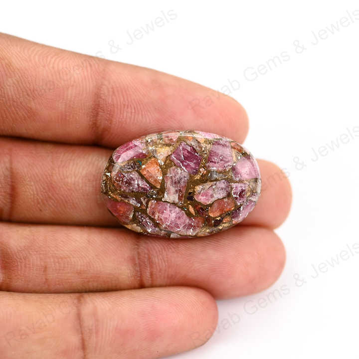 Top Selling 20x30mm Mohave Ruby Composite Copper Cabochons High-Polished Quartz Gemstone Smooth Oval Shape Jewelry Making