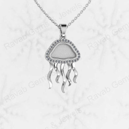 925 Sterling Silver Octopus Charm Semi Mount Blank Setting Pendant Good for Ashes & Resin Work Breastmilk Jewelry DIY Keepsake