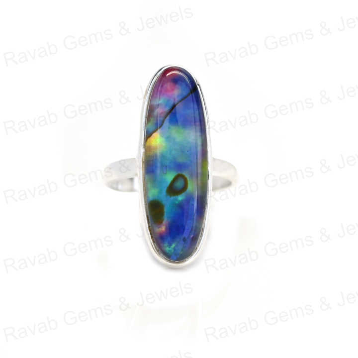 Best Selling Solid 925 Sterling Silver Abalone Shell Quartz 10x30mm Long Oval Bezel Setting Ring for Women Fine Handmade Jewelry