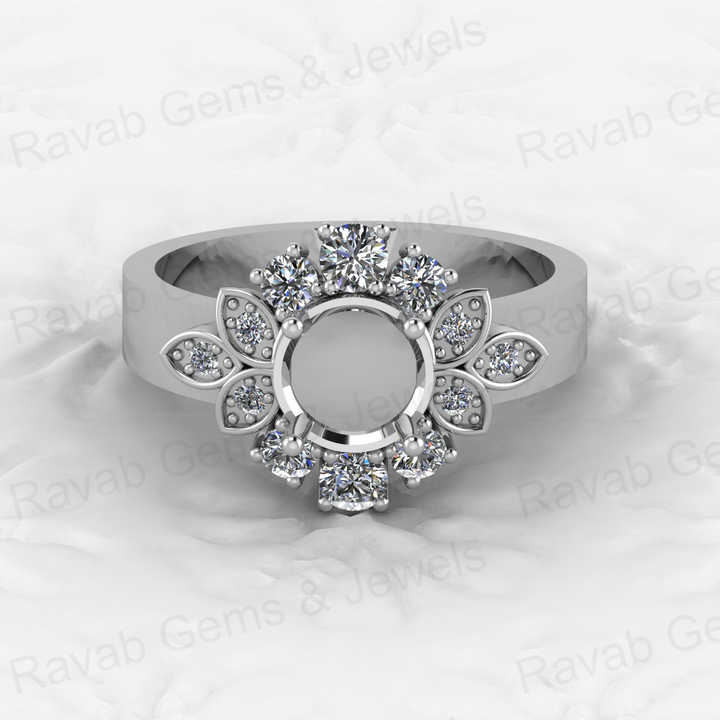 Genuine Solid 925 Sterling Silver Accented Starburst Semi Mount Blank Setting Ring Good for Ashes Resin Work Breastmilk Jewelry