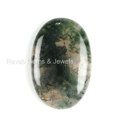 20x30mm Oval Shape Flat Back Cabochon Natural Smooth Green Moss Agate Loose Gemstone Jewelry Making Calibrated Loose Cab Stones