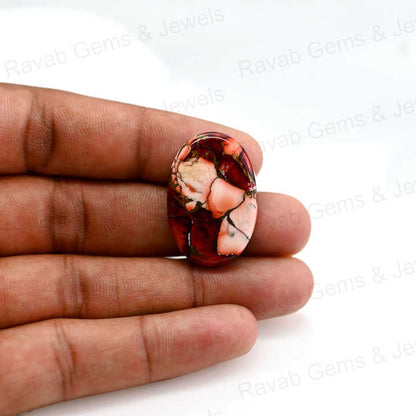 Top Quality 20x30mm Mohave Red Rose Dhalia Composite Copper Cabochons High-Polished Gemstone Smooth Oval Shape Jewelry Making