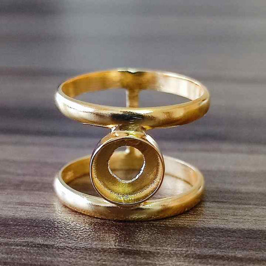 Solid 925 Sterling Silver 7mm Round Double Band Wheel Design Blank Setting Semi-Mount 18k Gold Plated Fine Handmade Ring