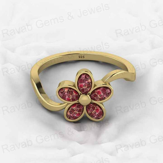 Best Selling Genuine 925 Sterling Silver Pink Ruby Copper Oval Gemstone Bezel Setting Wide Mobius Ring for Custom Jewelry