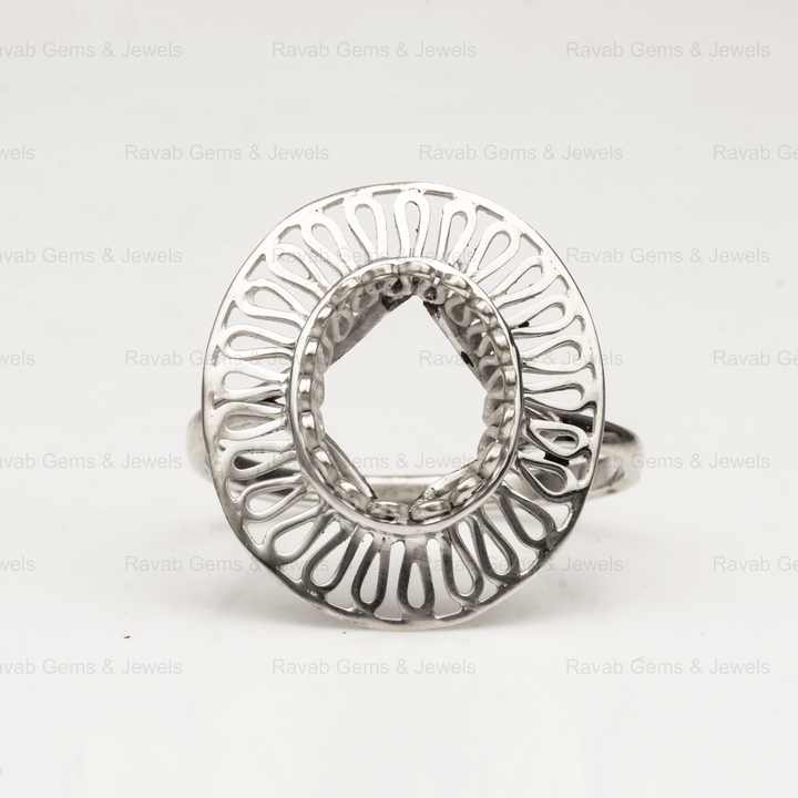 8x10mm Oval Filigree Floral Base DIY Jewelry Findings High Quality 925 Sterling Silver Blank Ring Setting Gemstone Components