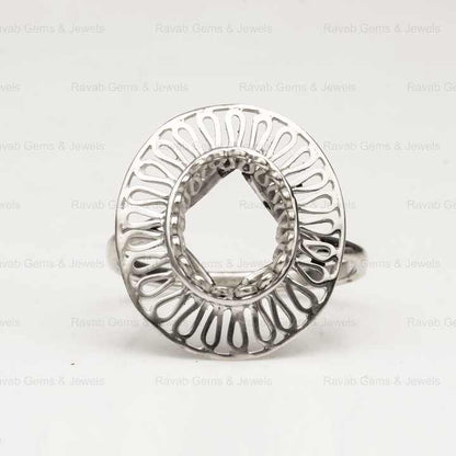 8x10mm Oval Filigree Floral Base DIY Jewelry Findings High Quality 925 Sterling Silver Blank Ring Setting Gemstone Components