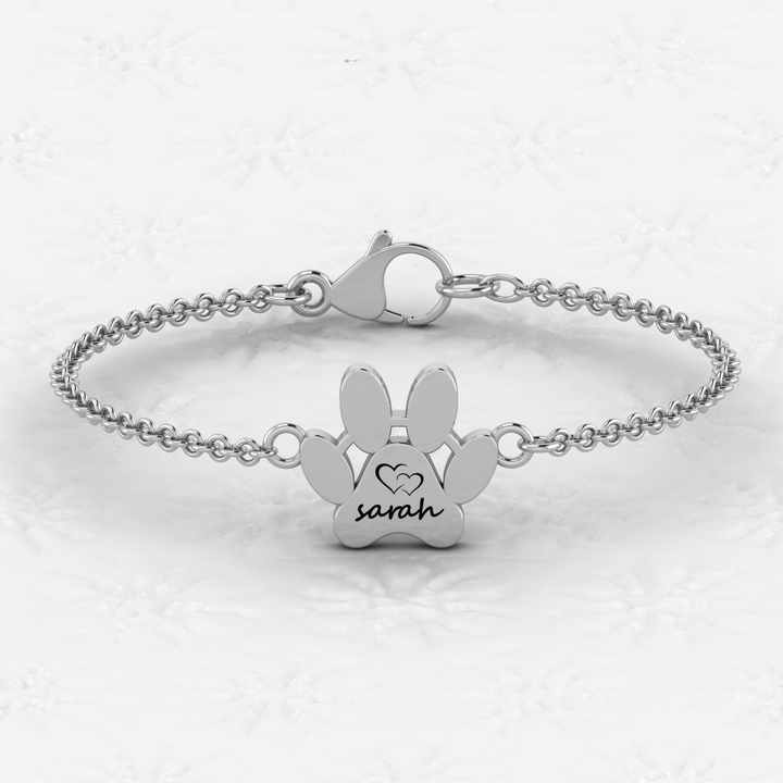 Top Selling 925 Sterling Silver 18K Gold Plated Personalized Name Dog Paw Bracelet Setting Minimalist Fine Jewelry for Women