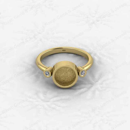 Superb Quality 925 Silver Round 8mm Semi Mount Blank Setting Ring for Gemstone Ashes & Resin Findings & Wedding Gift Jewelry