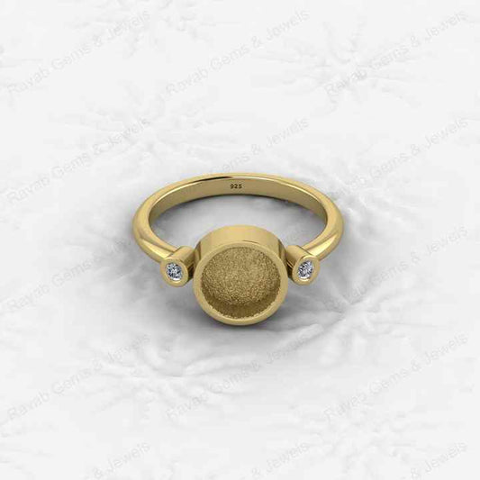 Superb Quality 925 Silver Round 8mm Semi Mount Blank Setting Ring for Gemstone Ashes & Resin Findings & Wedding Gift Jewelry
