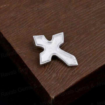 Genuine 925 Silver 25x20mm Designer Gothic Cross Blank Bezel Semi Mount Charm Pendant for Resin & Ashes Work Keepsake Jewelry