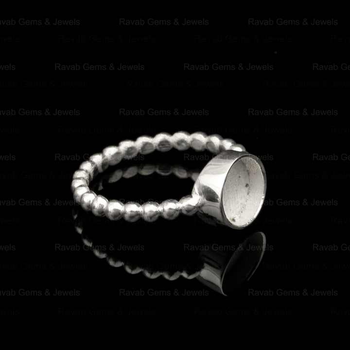 Superb 925 Silver 8mm Round Granulation Eternity Band Semi Mount Blank Bezel Setting Ring for Keepsake Breastmilk DIY Jewelry