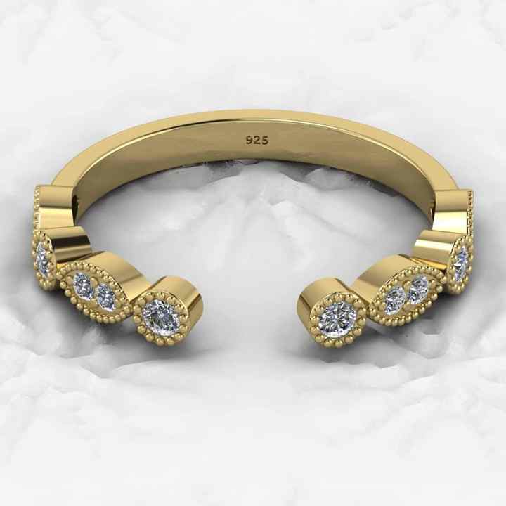 Minimalist 925 Silver Vermeil Women's Fine Jewelry Adjustable Designer Half Eternity CZ Wedding Band Ring
