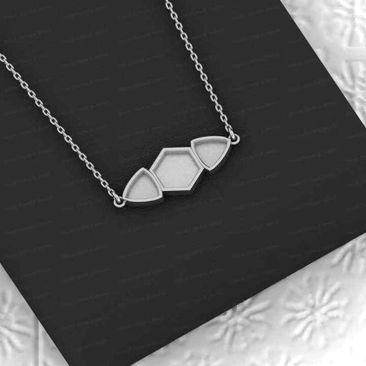 High Quality 925 Silver Hexagon Trillion Collet Cup Lobster Chain Necklace Setting for Resin Ashes Jewelry Findings & Components