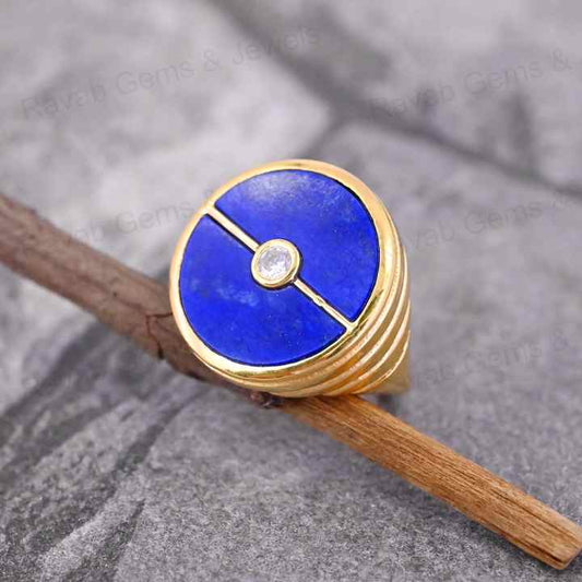 Best Selling 925 Silver Compass Ring for Men 20mm Lapis Lazuli Moissanite Genuine Designer Fine Jewelry with Bezel Setting Inlay