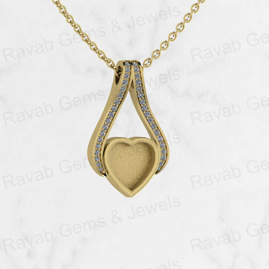 Top Quality 925 Silver Heart Charm Blank Bezel Setting Pendant With CZ Settled DIY Keepsake Jewelry for Resin Ashes and Stone