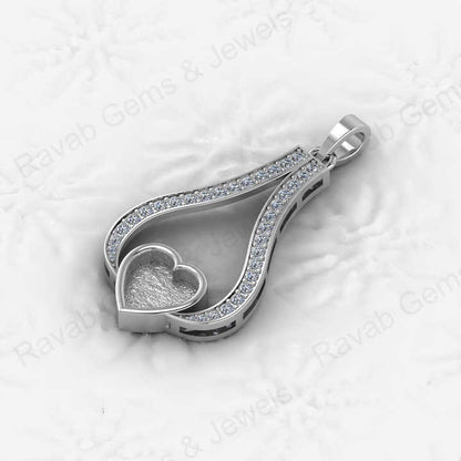 Top Quality 925 Sterling Silver With CZ 8mm Heart Semi Mounting Charm Pendant Setting for Ashes Resin Work Breastmilk Jewelry