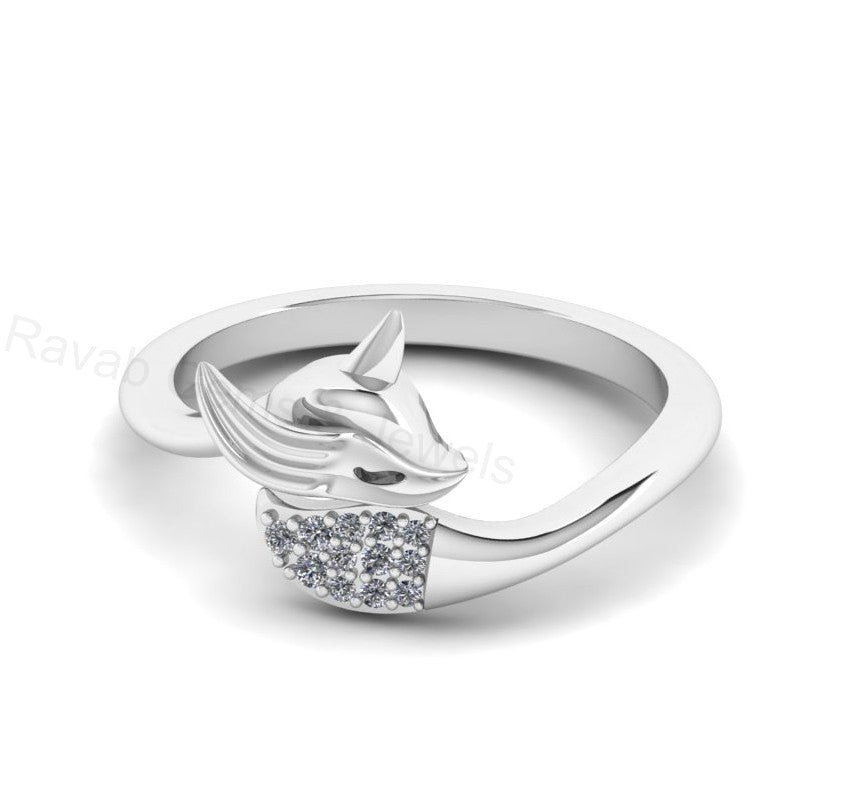 Top Selling 925 Silver Gold Plated Round Cubic Zirconia Accents Gemstone Fox Animal Design Minimalist Women Fine Jewelry Customized Ring