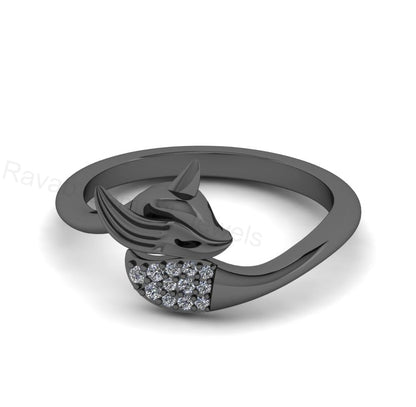 Top Selling 925 Silver Gold Plated Round Cubic Zirconia Accents Gemstone Fox Animal Design Minimalist Women Fine Jewelry Customized Ring