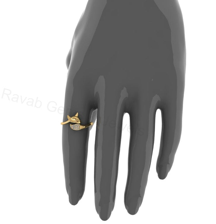 Top Selling 925 Silver Gold Plated Round Cubic Zirconia Accents Gemstone Fox Animal Design Minimalist Women Fine Jewelry Customized Ring