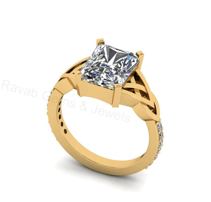 Best Selling 925 Sterling Silver Gold Plated Octagon Shape 8x10mm Cubic Zirconia Accents Gemstone Women Jewelry Eternity Customized Ring