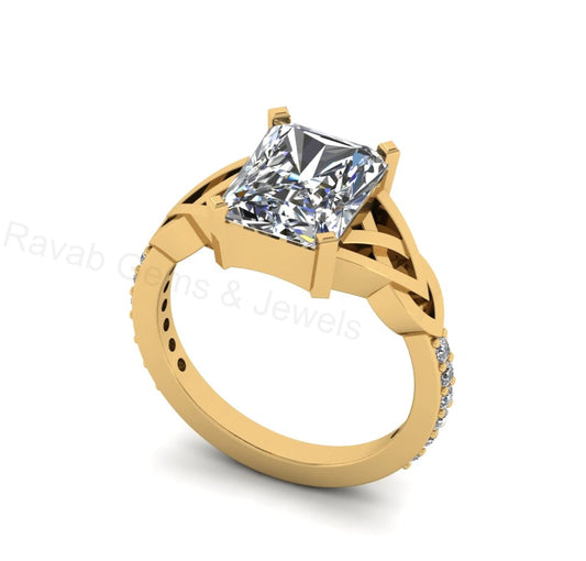 Best Selling 925 Sterling Silver Gold Plated Octagon Shape 8x10mm Cubic Zirconia Accents Gemstone Women Jewelry Eternity Customized Ring
