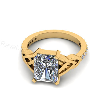 Best Selling 925 Sterling Silver Gold Plated Octagon Shape 8x10mm Cubic Zirconia Accents Gemstone Women Jewelry Eternity Customized Ring