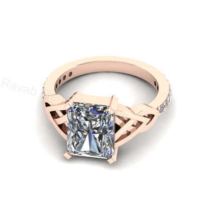 Best Selling 925 Sterling Silver Gold Plated Octagon Shape 8x10mm Cubic Zirconia Accents Gemstone Women Jewelry Eternity Customized Ring