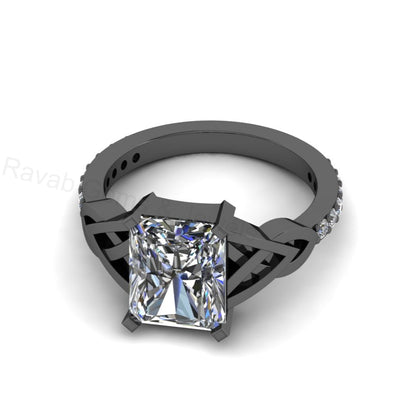 Best Selling 925 Sterling Silver Gold Plated Octagon Shape 8x10mm Cubic Zirconia Accents Gemstone Women Jewelry Eternity Customized Ring
