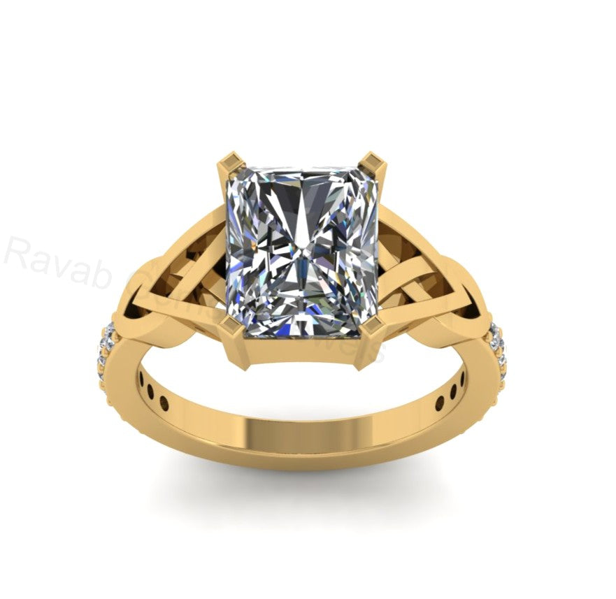 Best Selling 925 Sterling Silver Gold Plated Octagon Shape 8x10mm Cubic Zirconia Accents Gemstone Women Jewelry Eternity Customized Ring