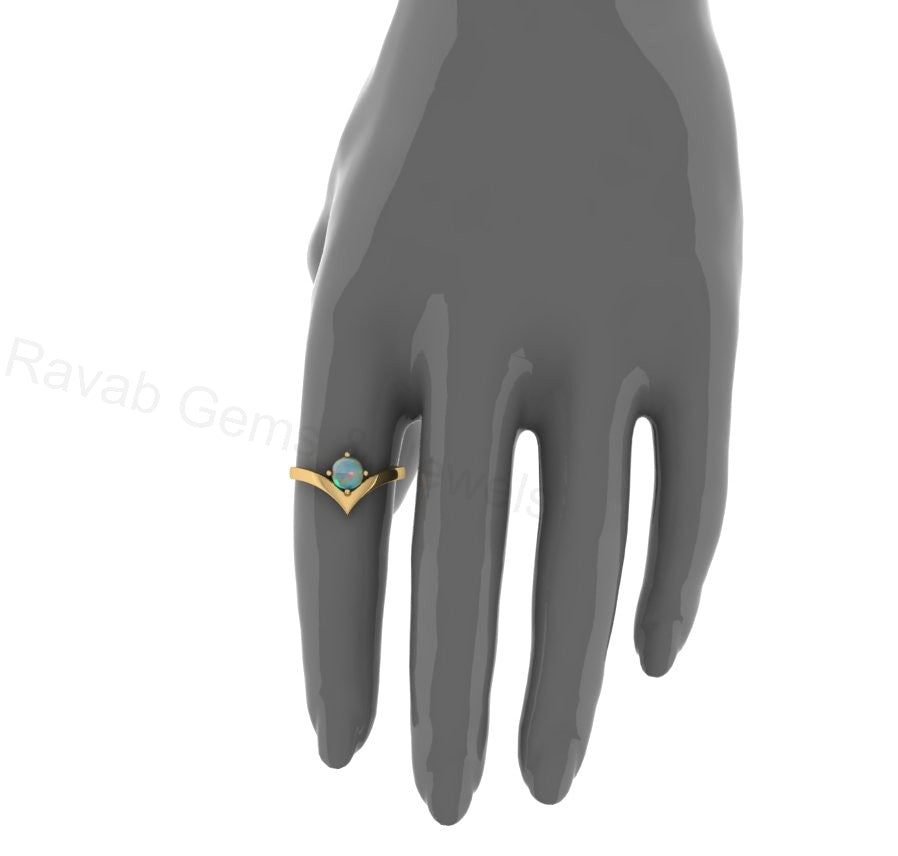 Top Selling 925 Sterling Silver Gold Plated 6mm Round Natural Ethiopian Opal Gemstone Heart Shape Design Women Fine Jewelry Customized Ring