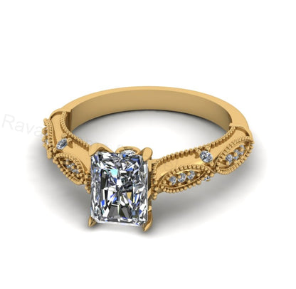 Victorian Inspired 925 Silver 14k Gold Plated 6x8mm Octagon Cubic Zirconia Prong Set Designer Customized Ring Fine Jewelry Gift For Her