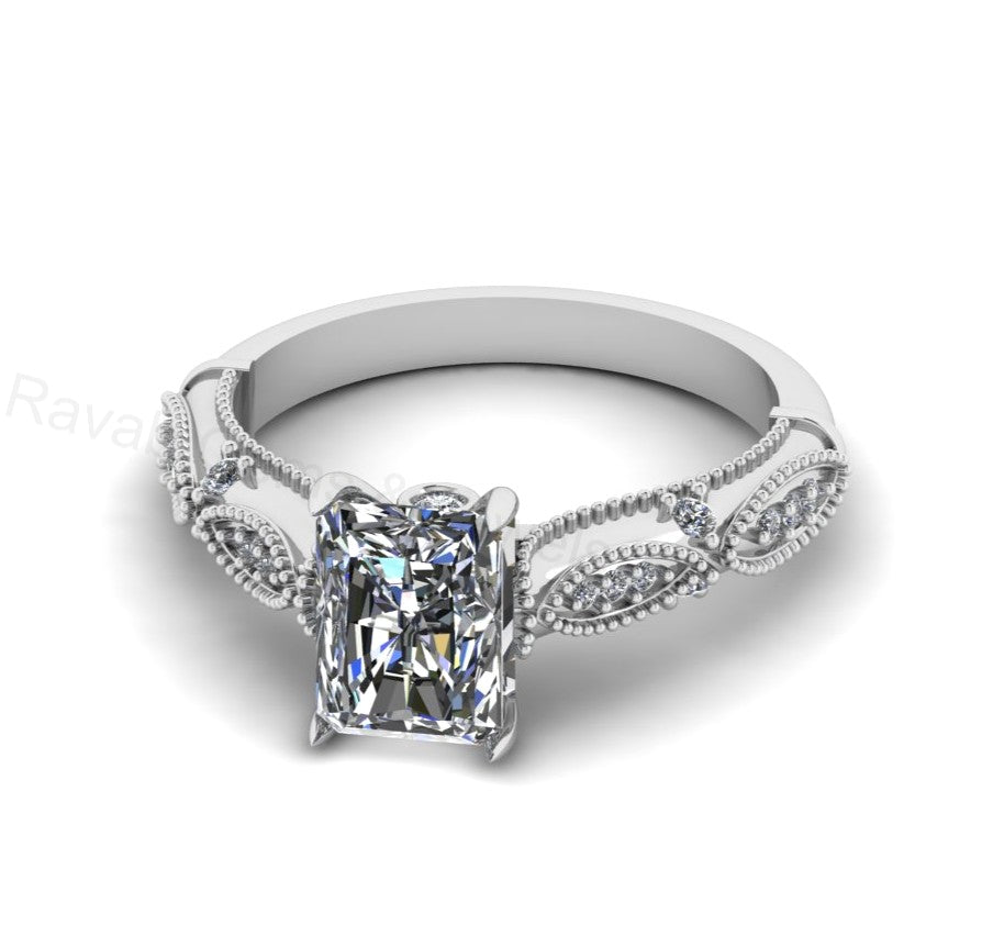 Victorian Inspired 925 Silver 14k Gold Plated 6x8mm Octagon Cubic Zirconia Prong Set Designer Customized Ring Fine Jewelry Gift For Her