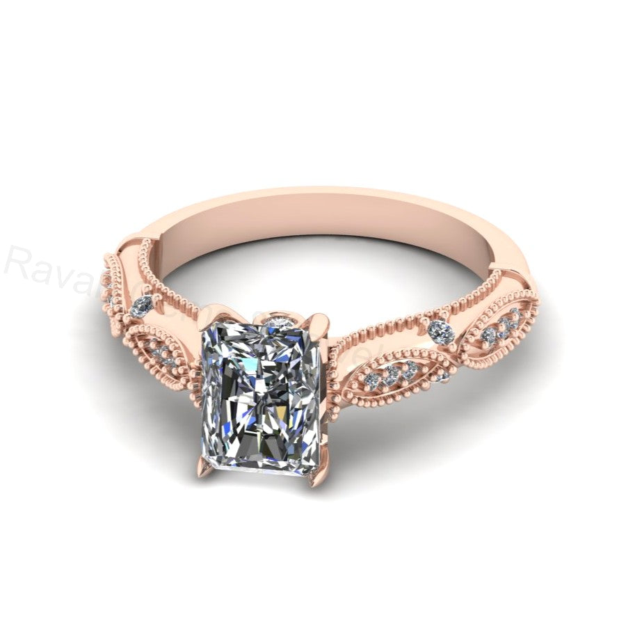 Victorian Inspired 925 Silver 14k Gold Plated 6x8mm Octagon Cubic Zirconia Prong Set Designer Customized Ring Fine Jewelry Gift For Her