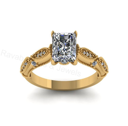 Victorian Inspired 925 Silver 14k Gold Plated 6x8mm Octagon Cubic Zirconia Prong Set Designer Customized Ring Fine Jewelry Gift For Her