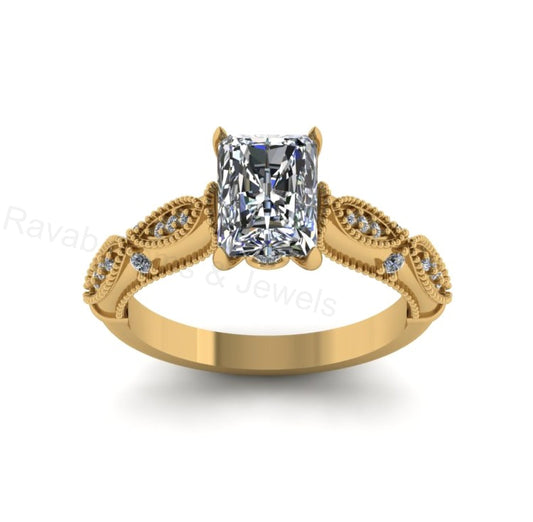 Victorian Inspired 925 Silver 14k Gold Plated 6x8mm Octagon Cubic Zirconia Prong Set Designer Customized Ring Fine Jewelry Gift For Her