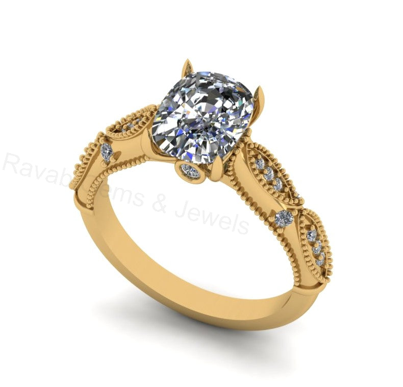 Best Selling 925 Silver 14k Gold Plated 7x9mm Cushion Shape Cubic Zirconia Prong Set Designer Customized Ring Fine Jewelry Gift For Her