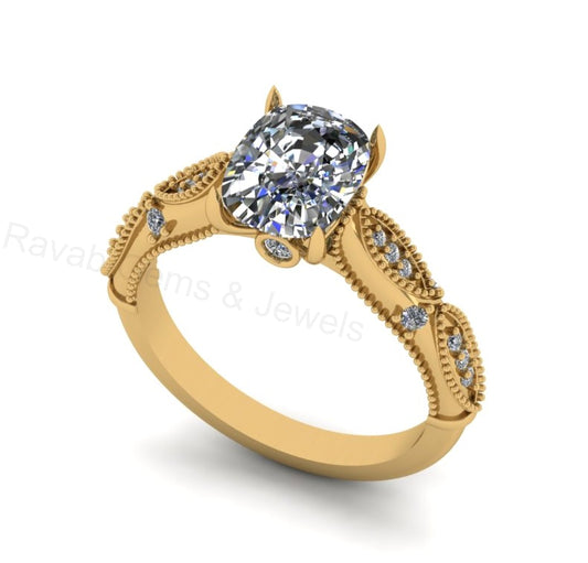 Best Selling 925 Silver 14k Gold Plated 7x9mm Cushion Shape Cubic Zirconia Prong Set Designer Customized Ring Fine Jewelry Gift For Her