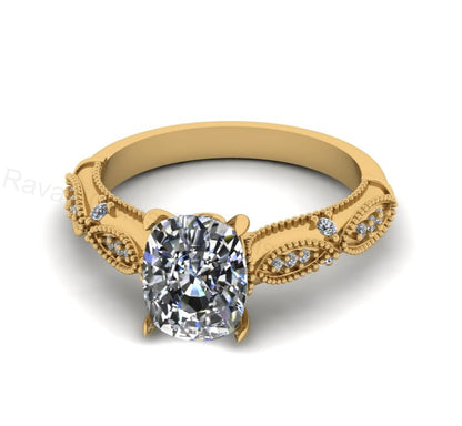 Best Selling 925 Silver 14k Gold Plated 7x9mm Cushion Shape Cubic Zirconia Prong Set Designer Customized Ring Fine Jewelry Gift For Her