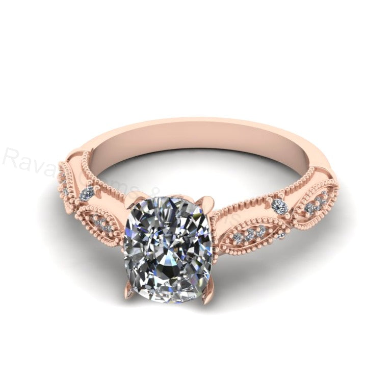 Best Selling 925 Silver 14k Gold Plated 7x9mm Cushion Shape Cubic Zirconia Prong Set Designer Customized Ring Fine Jewelry Gift For Her