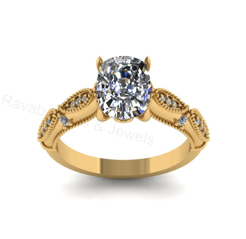 Best Selling 925 Silver 14k Gold Plated 7x9mm Cushion Shape Cubic Zirconia Prong Set Designer Customized Ring Fine Jewelry Gift For Her