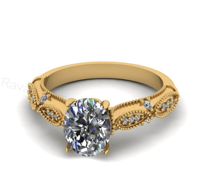Victorian Inspired 925 Silver 14k Gold Plated 7x9mm Oval Shape Cubic Zirconia Prong Set Designer Customized Ring Fine Jewelry Gift For Her